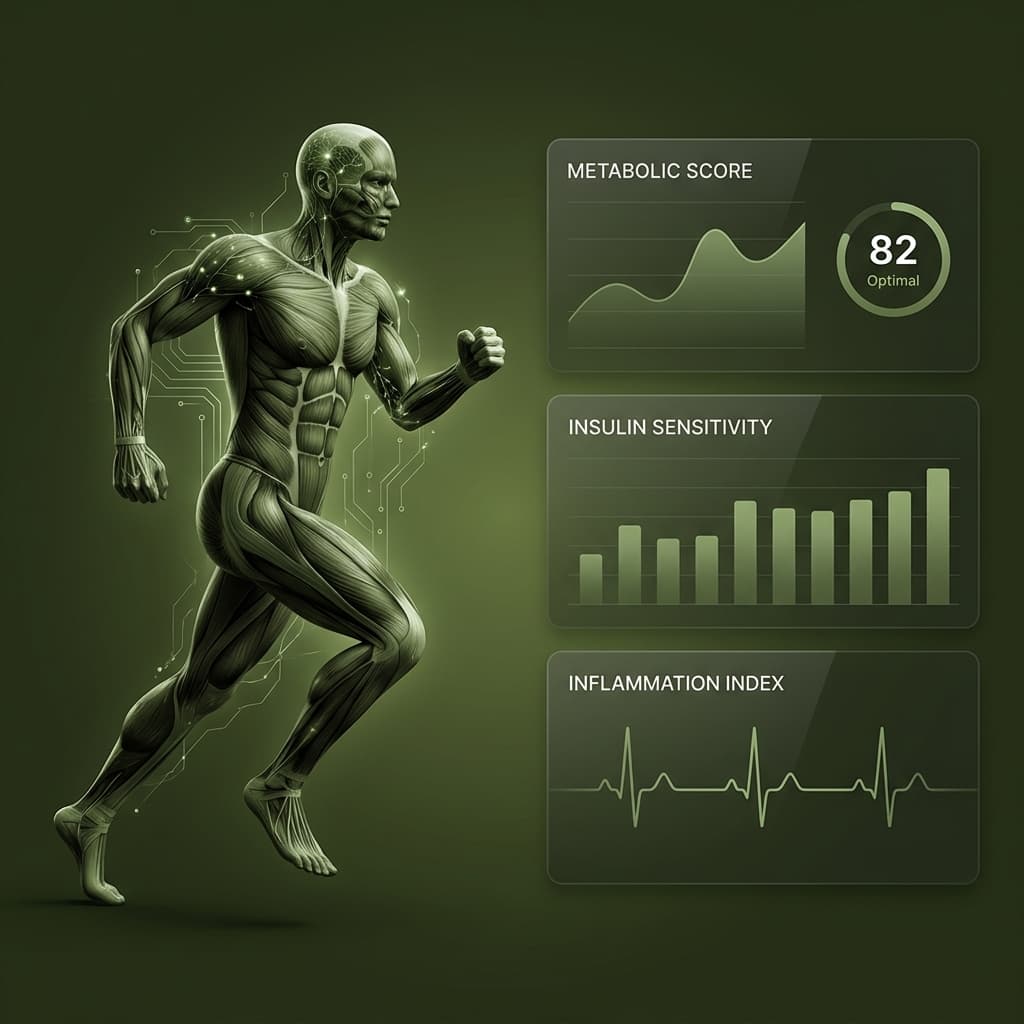 Metabolic health dashboard showing metabolic score, insulin sensitivity and inflammation index