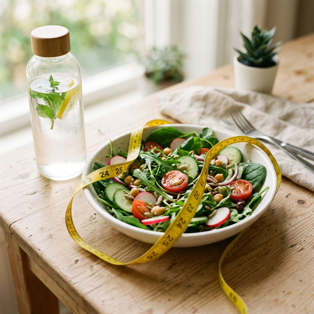 Healthy Salad Bowl with Measuring Tape